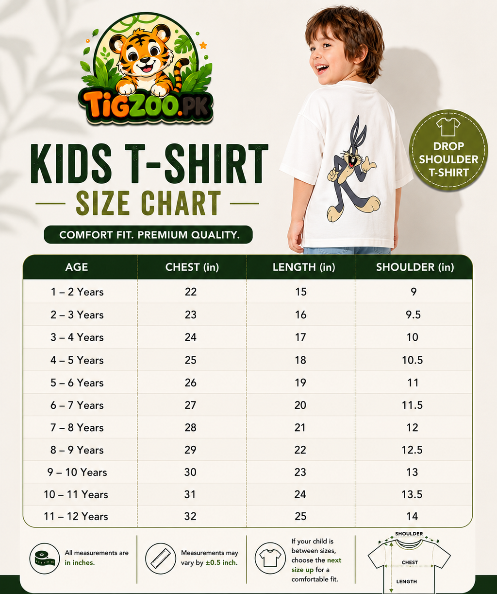 Kids Drop Shoulder Bugs Bunny Tee - White