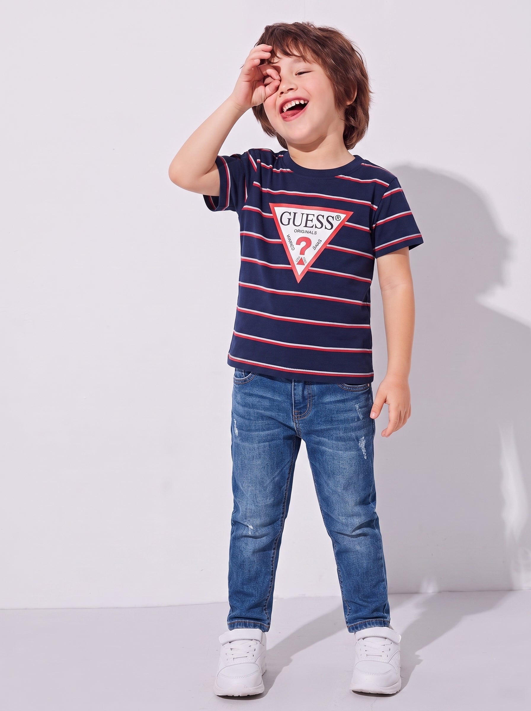 Kids Navy Blue Striped T Shirt Main image